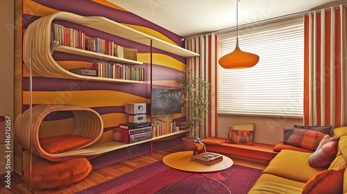 Obraz na płótnie transform your small space: a captivating studio apartment with partition bookshelf & multifunctional furniture - perfect as a poster for stylish interiors! w salonie