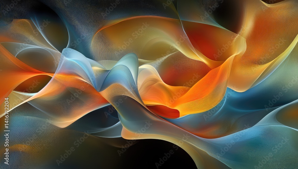 Obraz premium Abstract swirling forms in warm and cool tones