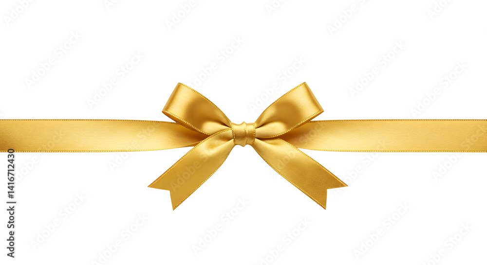 Golden Satin Bow and Ribbon on Black Background Golden Satin Bow and Ribbon on Black Background