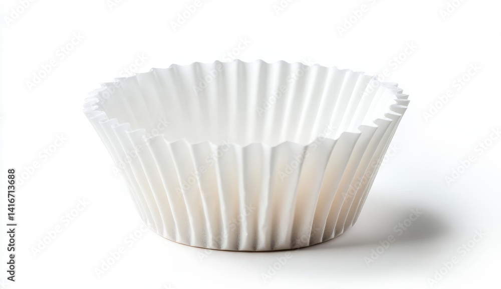 Empty White Fluted Paper Baking Cup on White Background Empty White Fluted Paper Baking Cup on White Background