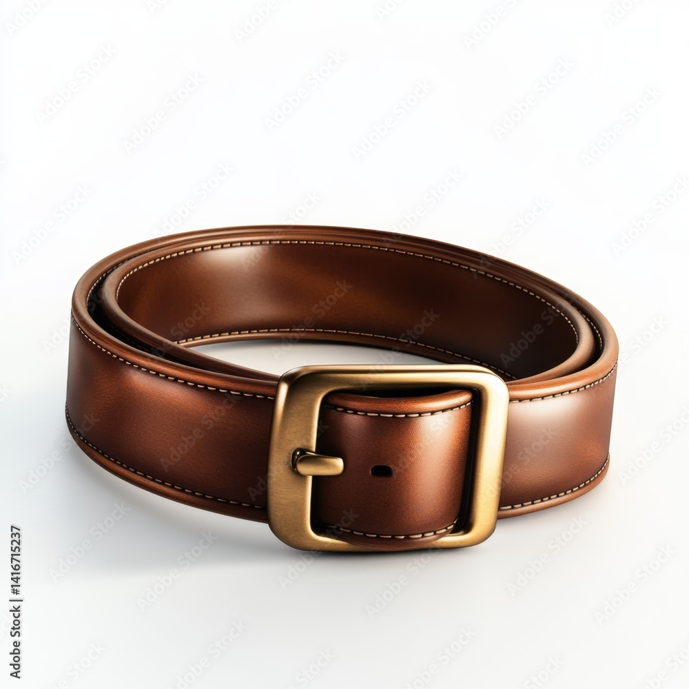 Brown Leather Belt, Studio, Flat Lay, Classic Style Brown Leather Belt, Studio, Flat Lay, Classic Style