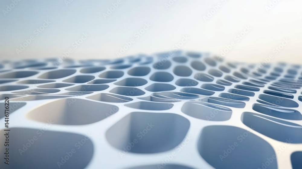 Fototapeta premium Abstract 3D network landscape design, light blue tones