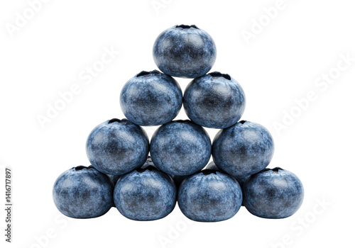 Isolated Triangle Stack of Blueberries Nutrient-Rich Snack