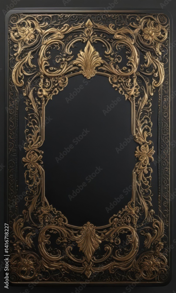 Obraz premium Black card with gold embossing, intricate details , event, luxury event, invitation