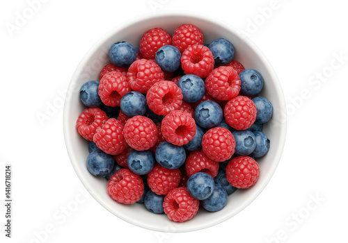 Isolated Overhead View of Berries in Bowl Antioxidant Mix