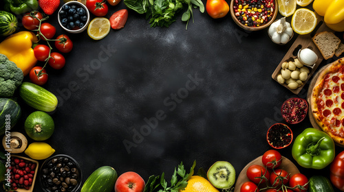 Wallpaper Mural Vibrant Culinary Medley: An overhead shot captures a colorful arrangement of fresh ingredients, artfully arranged to create a delectable feast for the eyes. Torontodigital.ca