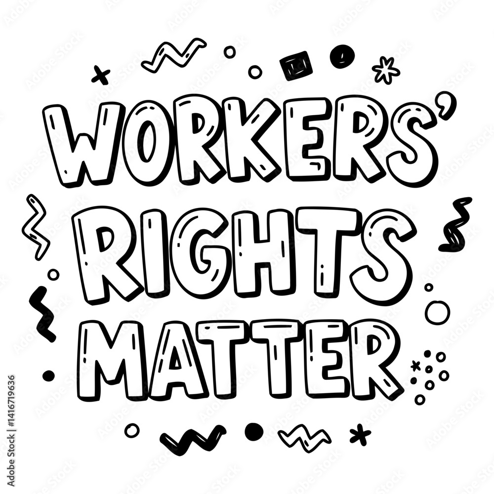 Naklejka premium Bold, stylized graphic perfect for social media campaigns, posters, or educational materials. Visually impactful, modern design. Ideal for activism, social justice, or labor-related projects.