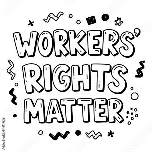 Bold, stylized graphic perfect for social media campaigns, posters, or educational materials.  Visually impactful, modern design.  Ideal for activism, social justice, or labor-related projects.