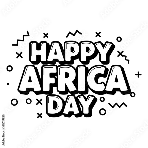 Bold, stylized graphic perfect for Happy Africa Day marketing materials or social media posts.  Suitable for advertising, social media graphics, and educational use.