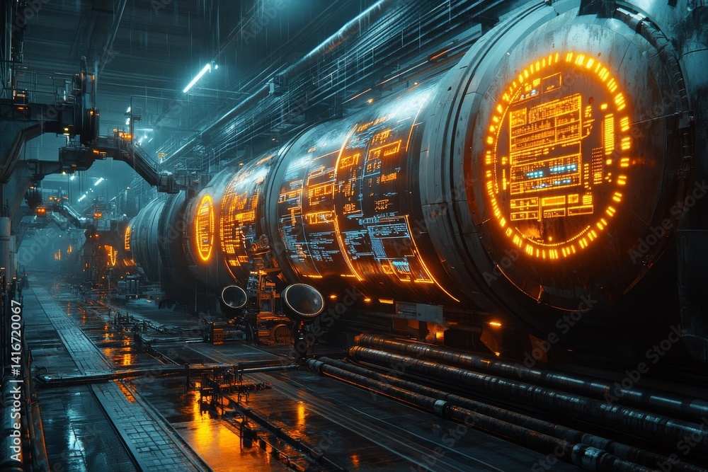A high-tech underground facility extracting and refining natural gas. Generative AI A high-tech underground facility extracting and refining natural gas. Generative AI
