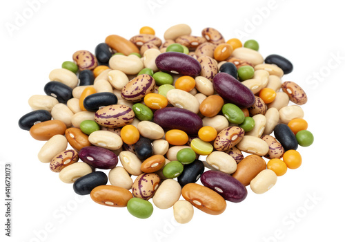 Isolated Pile of Colorful Mixed Beans for Healthy Cooking