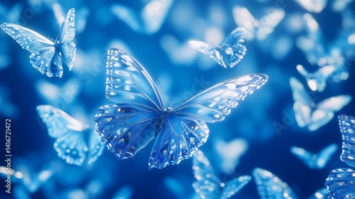 Blue Butterflies in Flight Abstract Digital Art