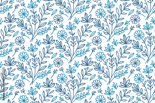 floral pattern in seamless repeat with blue cotton flower illustrations for wrapping packaging home textiles and prints

