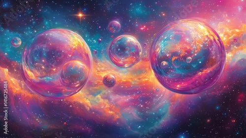 Cosmic Spheres in Vibrant Nebula