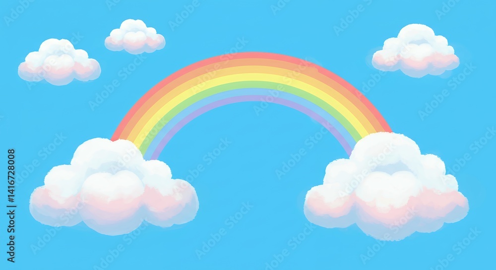 Rainbow clouds sky background illustration design Rainbow clouds sky background illustration design
