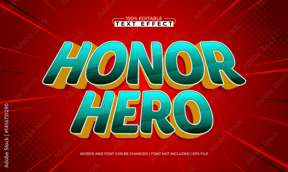 honor hero editable text effect with a hero and super text style honor hero editable text effect with a hero and super text style