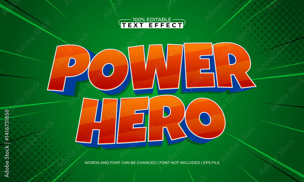 Obraz premium power hero editable text effect with a hero and super text style