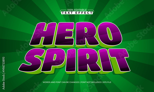 hero spirit editable text effect with a hero and super text style