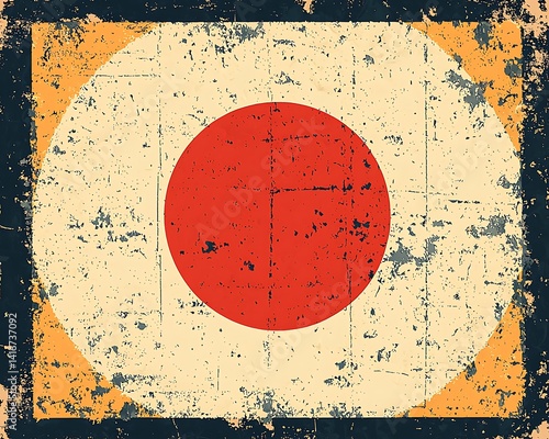 Vintage circular design with distressed effect. photo