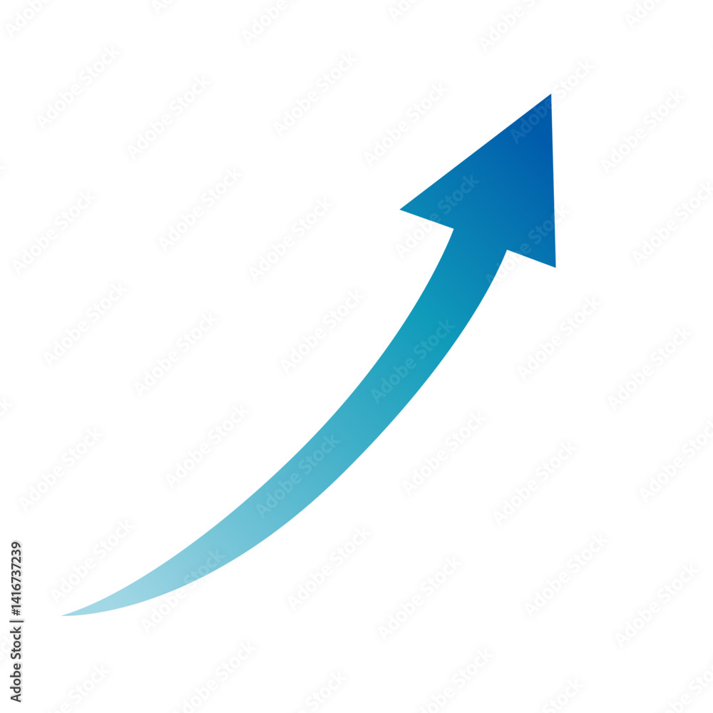 イラスト素材: 上昇する矢印　青のグラデーション