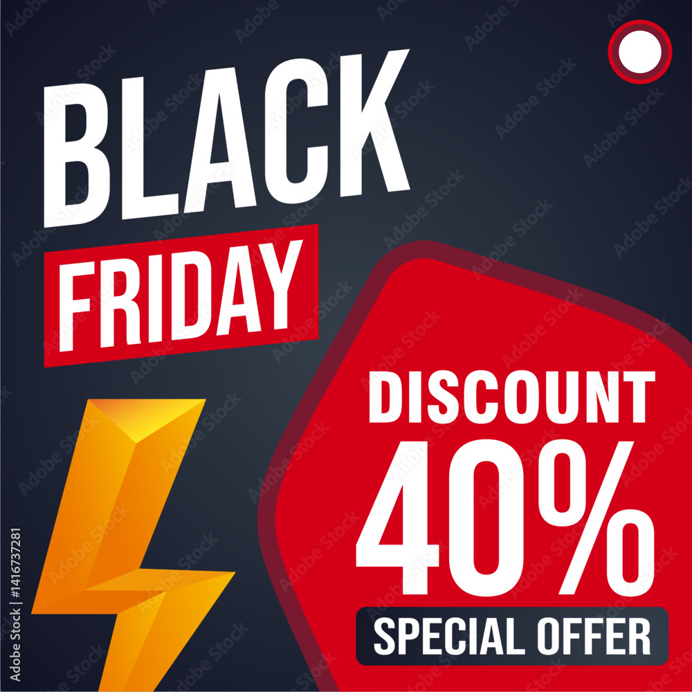 Fototapeta premium 40% Sale Banner - Flash Discount Offer