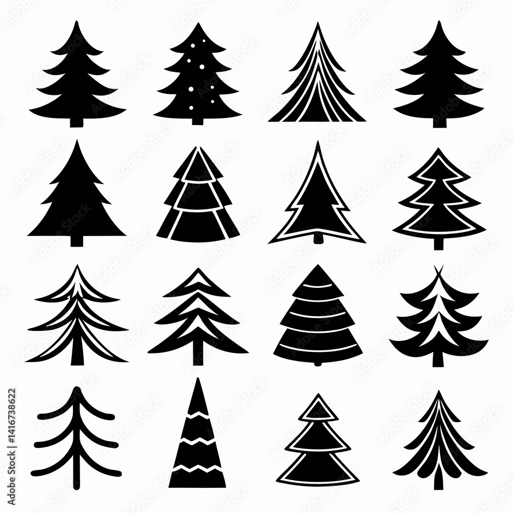 Obraz premium Christmas trees set