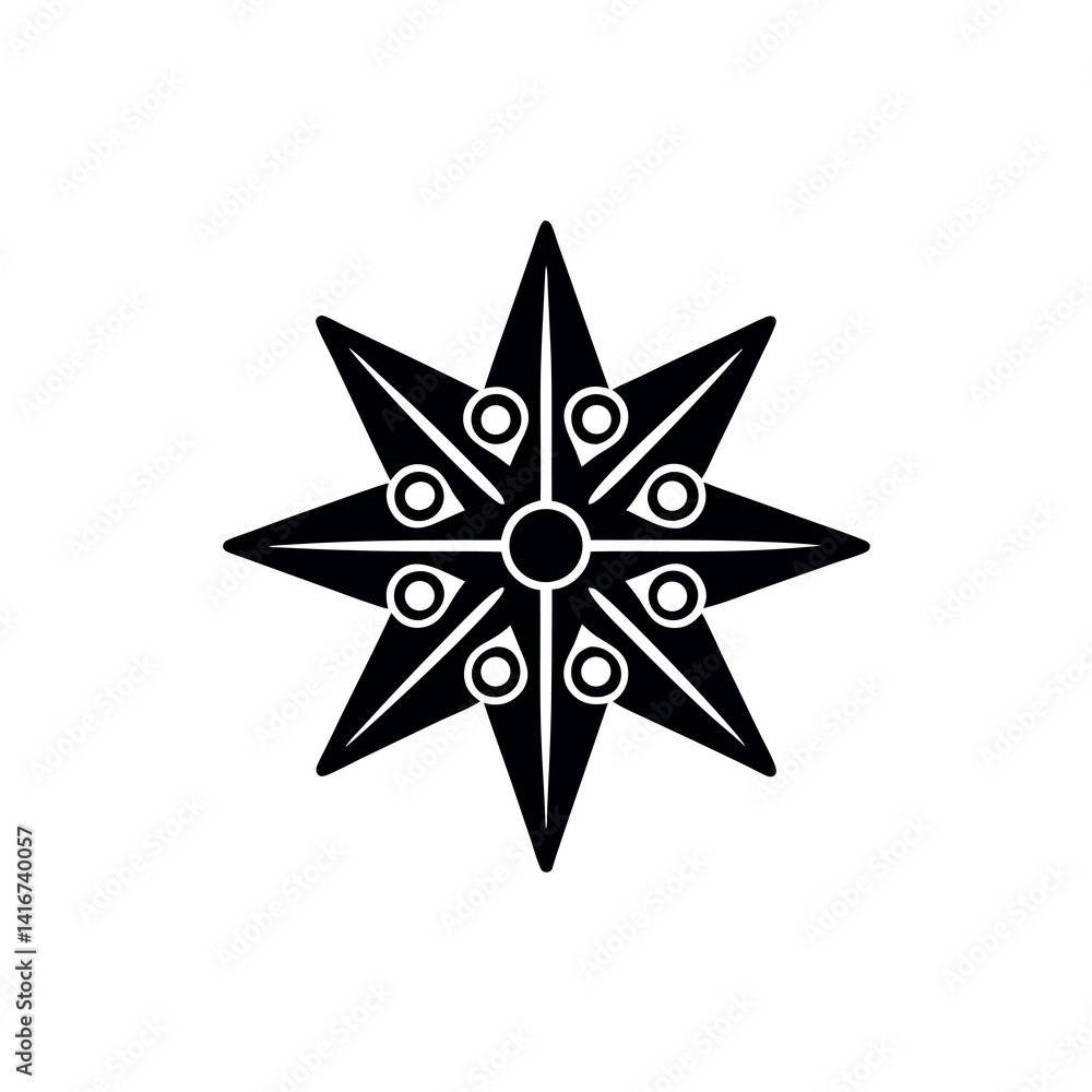 Fototapeta premium Creative-details-north-star-icon black-color 