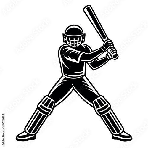 Cricket-batsman-swinging-for-a-shot black-colour  