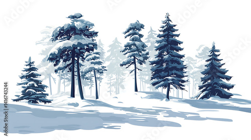 Winter Forest Landscapes with Snow and Bare Trees