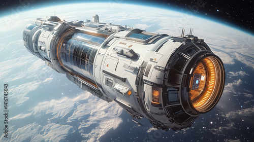 Explore a futuristic floating tech hub in space with glass corridors, zero gravity zones, and advanced digital interfaces. Perfect for sci-fi and tech-themed projects.