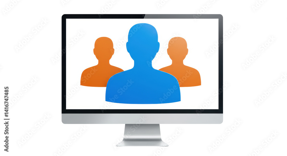 Isolated Three Computer Avatar Silhouettes on Monitor Screen Isolated Three Computer Avatar Silhouettes on Monitor Screen