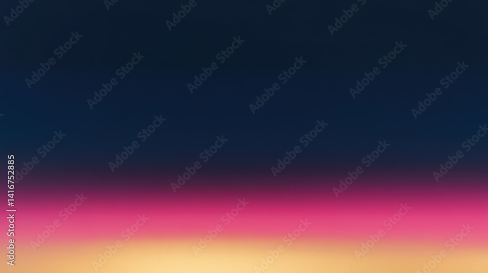 Naklejka premium Colorful sunset horizon with vibrant pink and orange sky over dark landscape, tranquil nature scene for relaxation, beauty, and travel themes.