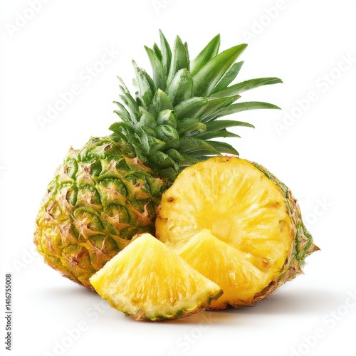 Pineapple fruit still life image on white background