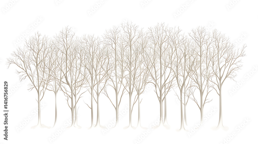 Obraz premium Winter Forest Landscapes with Snow and Bare Trees