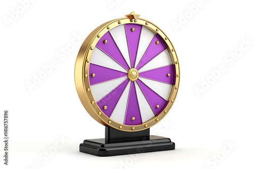 Golden Wheel of Fortune Game Show Spin to Win Wheel in Purple and White