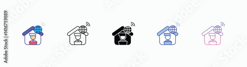 Remote Work Tools icons set in different style vector stock 
