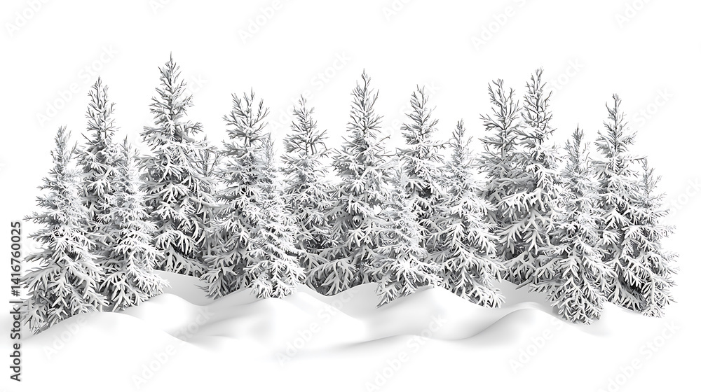 Fototapeta premium Winter Forest Landscapes with Snow and Bare Trees