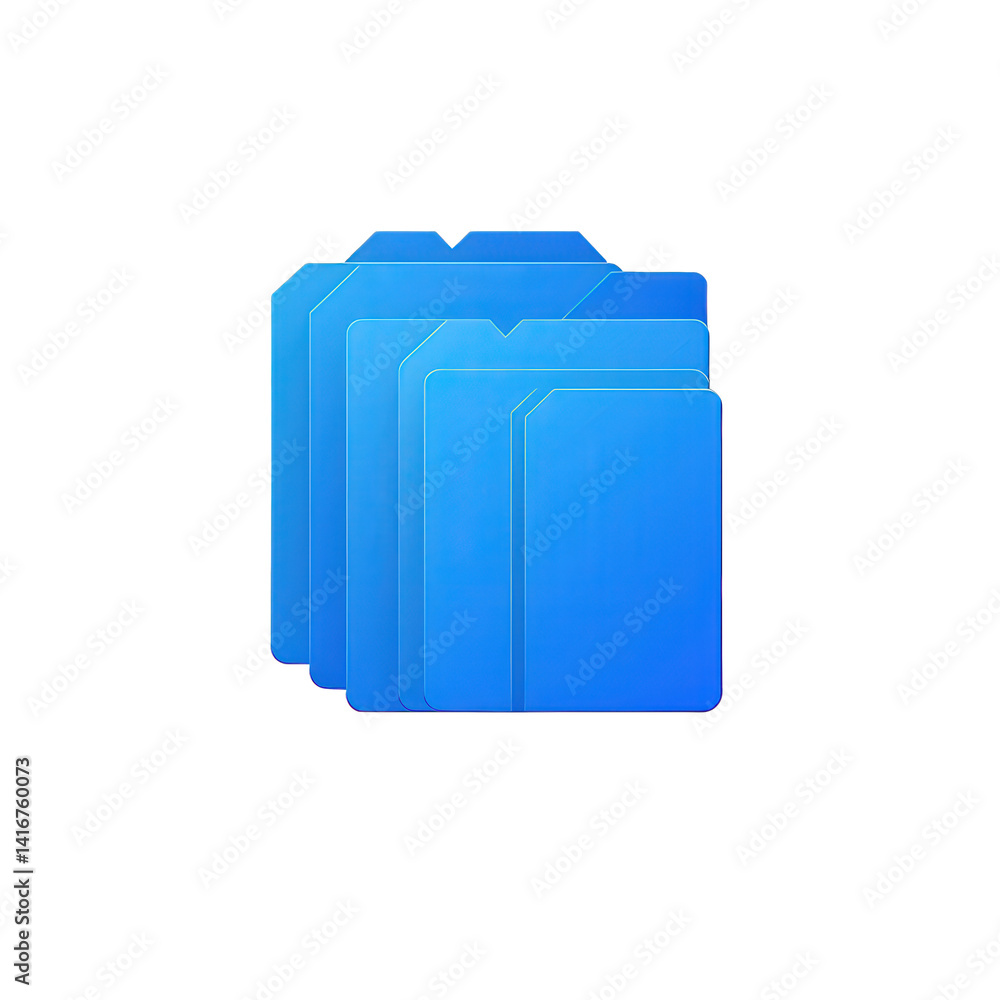 A collection of blue folder icons stacked together, representing digital organization and file management, suitable for tech-related projects , isolated on white or transparent png A collection of blue folder icons stacked together, representing digital organization and file management, suitable for tech-related projects , isolated on white or transparent png