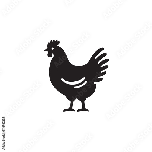 Vector illustration of a chicken silhouette icon