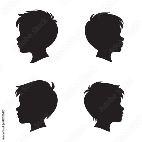 Vector silhouette of a young boy's side profile