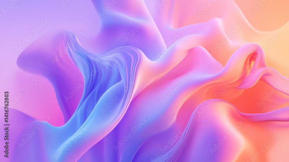 Obraz premium Colorful abstract wave patterns in soft pastel shades creating a modern artistic background for branding, digital design, or wallpaper in creative projects.