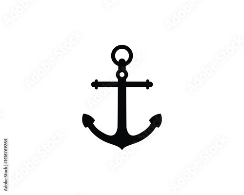 Anchor icon. Nautical anchor symbol for Marine, sailing, ship, boat or sea transportation. Vintage anchor silhouette icon isolated on white background