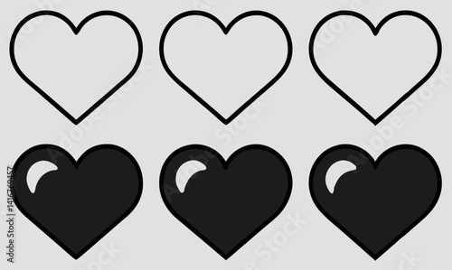 vector illustration of a set of hearts