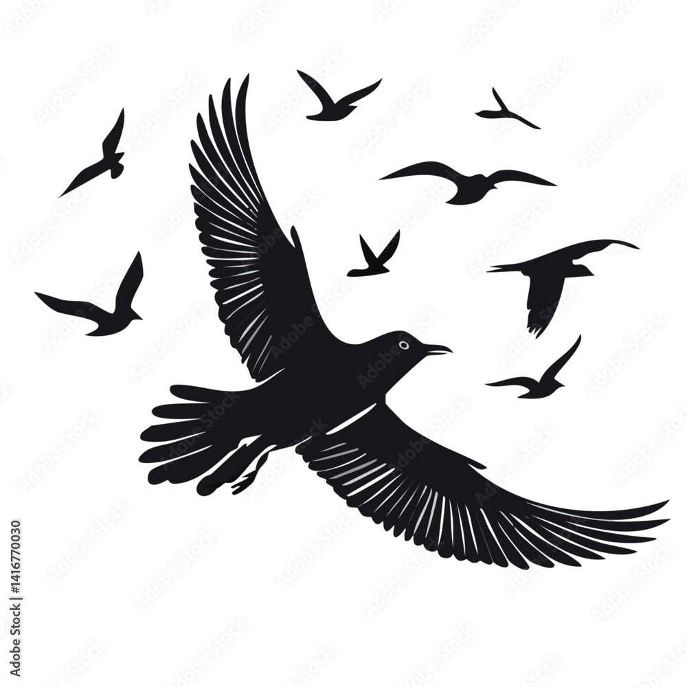 vector illustration of a birds black graphic design