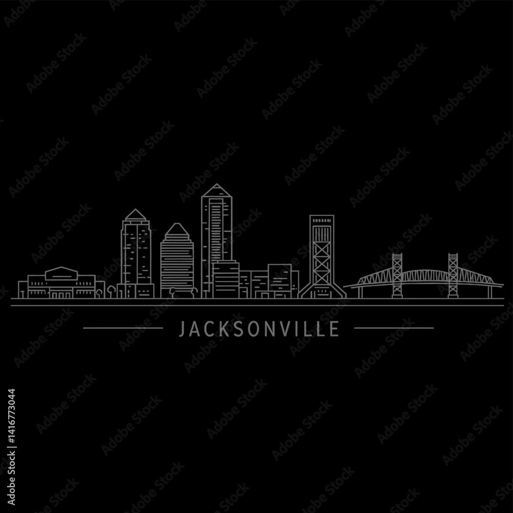 Naklejka premium Jacksonville with Florida Skyline Cityscape.