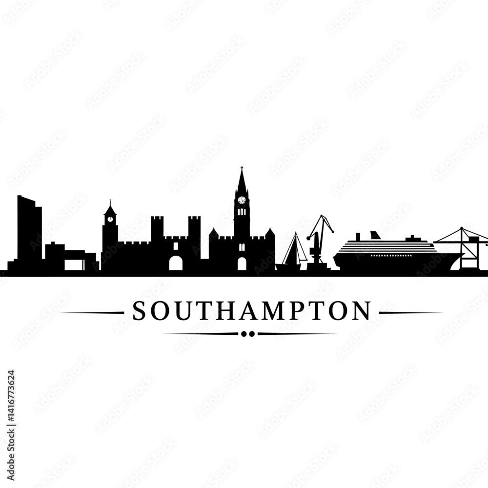 Fototapeta premium Southampton UK skyline silhouette.