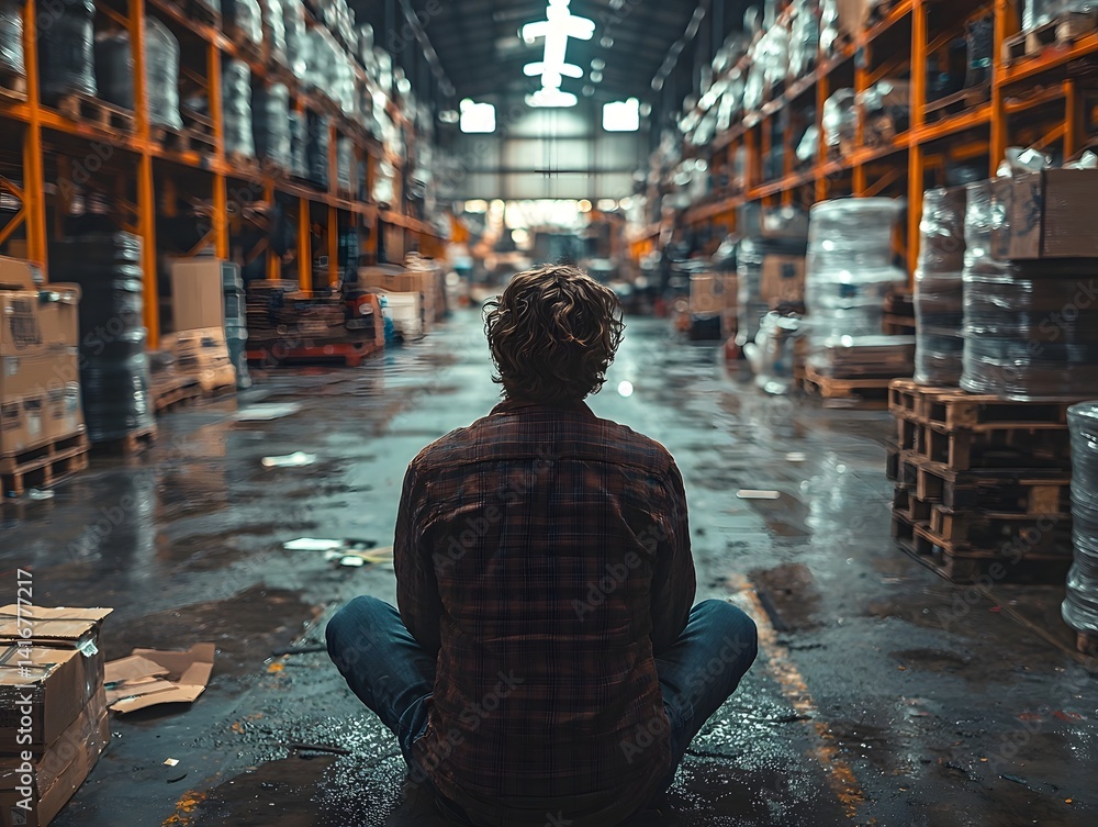 Abandoned warehouse a solitary entrepreneur reflects on business challenges