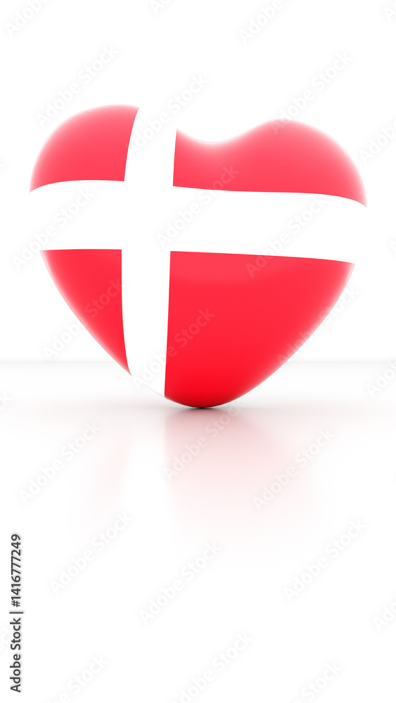 Obraz premium I Love Denmark: Nordic 8K 3D Dannebrog Heart with Viking Heritage & Hygge in Minimalist Light