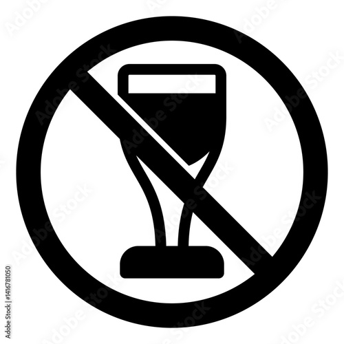 Wineglass ban solid icon, prohibited elements concept. Vector graphics. Wine drinking, drink forbidden sign on white background, glyph style mobile or design.