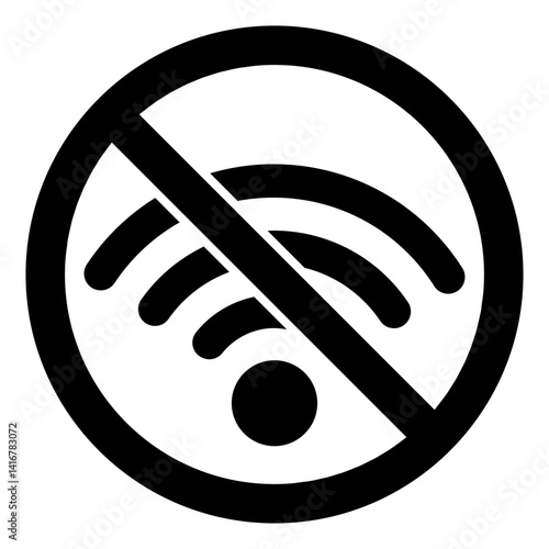 Wireless connection ban solid icon, prohibited elements concept. Vector graphics. Wifi signal coverage, area forbidden sign on white background, glyph style mobile or design.